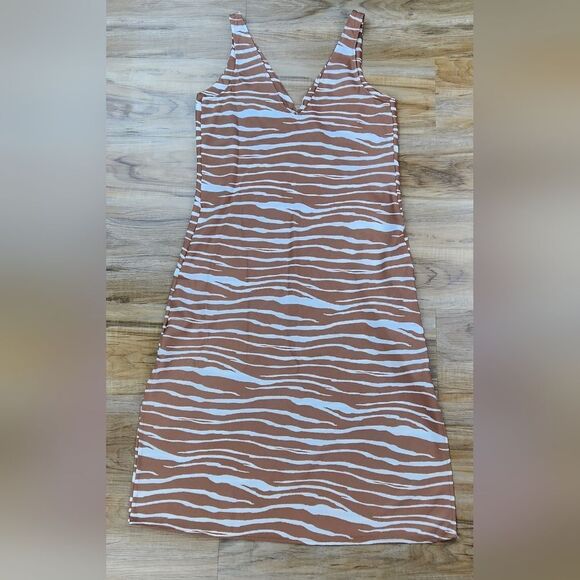 🩵NWT A New Day Tan & Cream Zebra Print Sleeveless Slip Dress Small - Picture 4 of 12